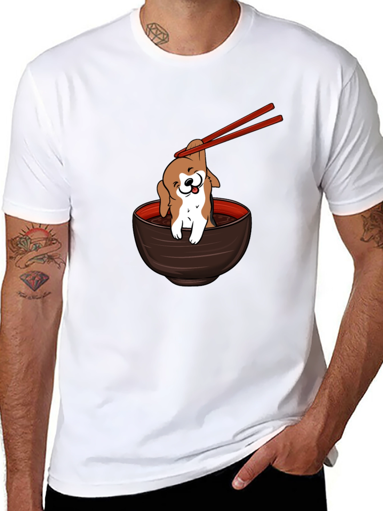 Dog Ramen Bowl T-Shirt - Cute Puppy Noodles Tee