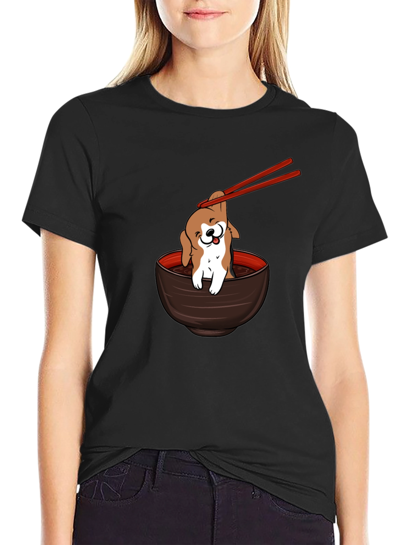 Dog Ramen Bowl T-Shirt - Cute Puppy Noodles Tee