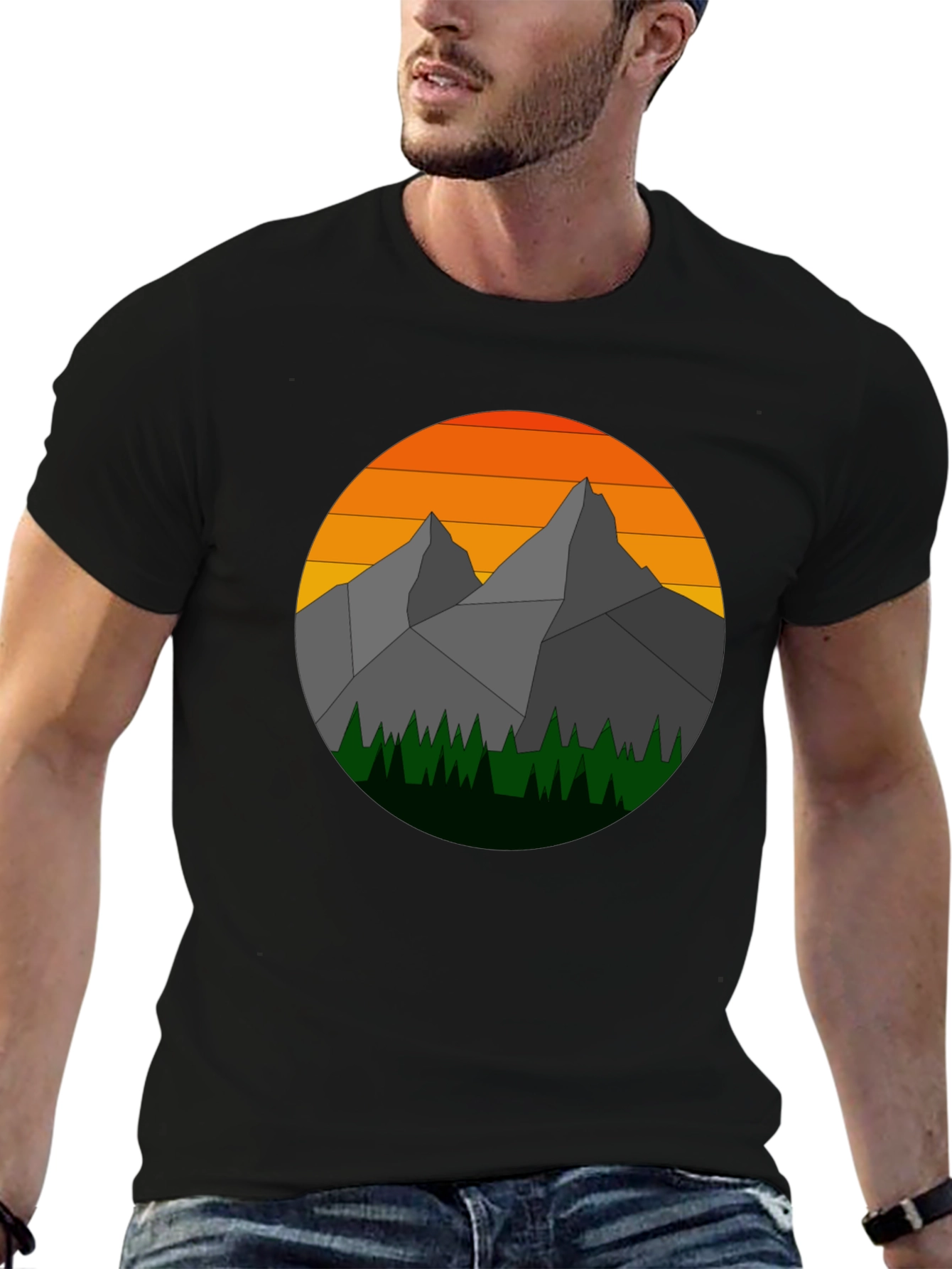 Geometric Mountain Sunset Graphic Tee