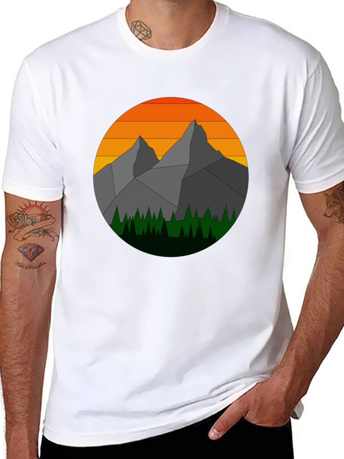 Geometric Mountain Sunset Graphic Tee