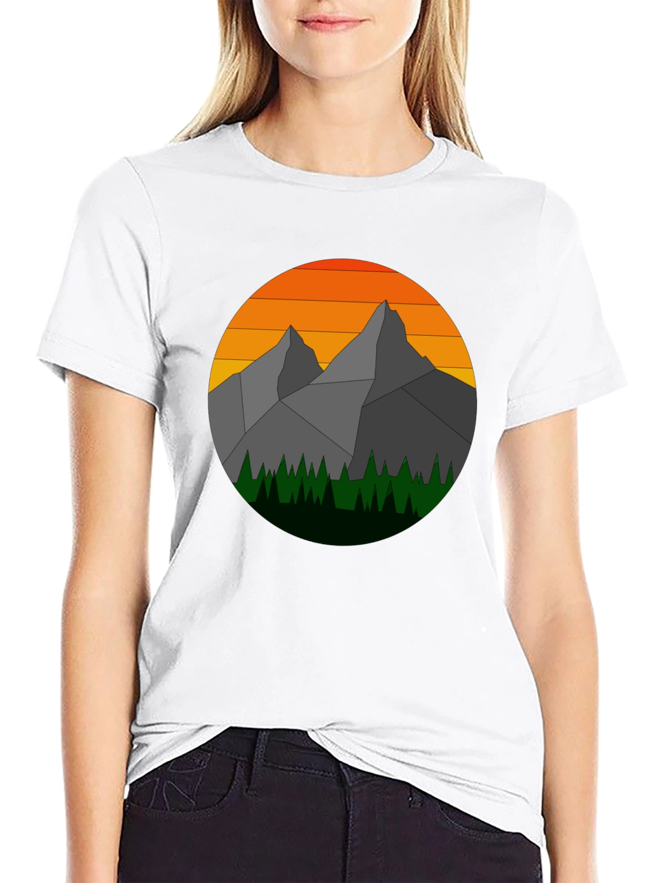 Geometric Mountain Sunset Graphic Tee