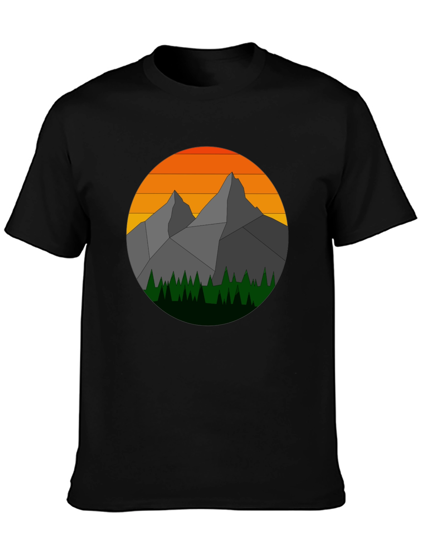Geometric Mountain Sunset Graphic Tee