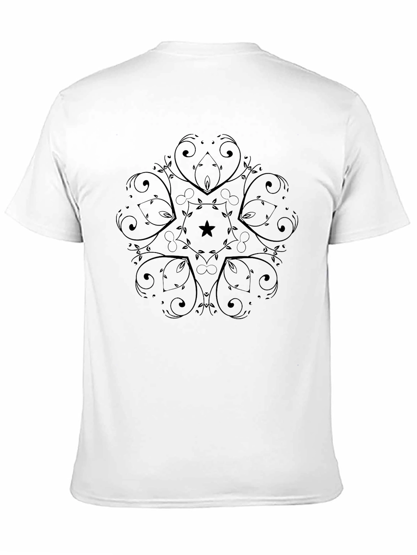 Black Graphic Tee with Star Mandala Design