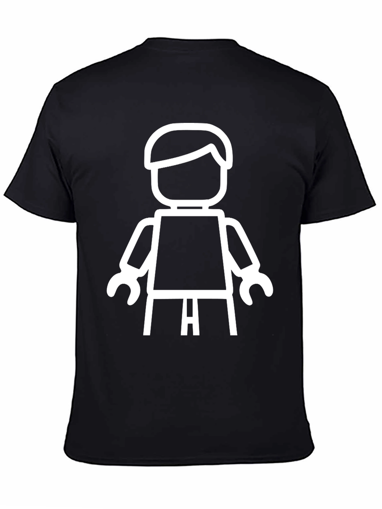Black T-Shirt with White Lego Man Graphic