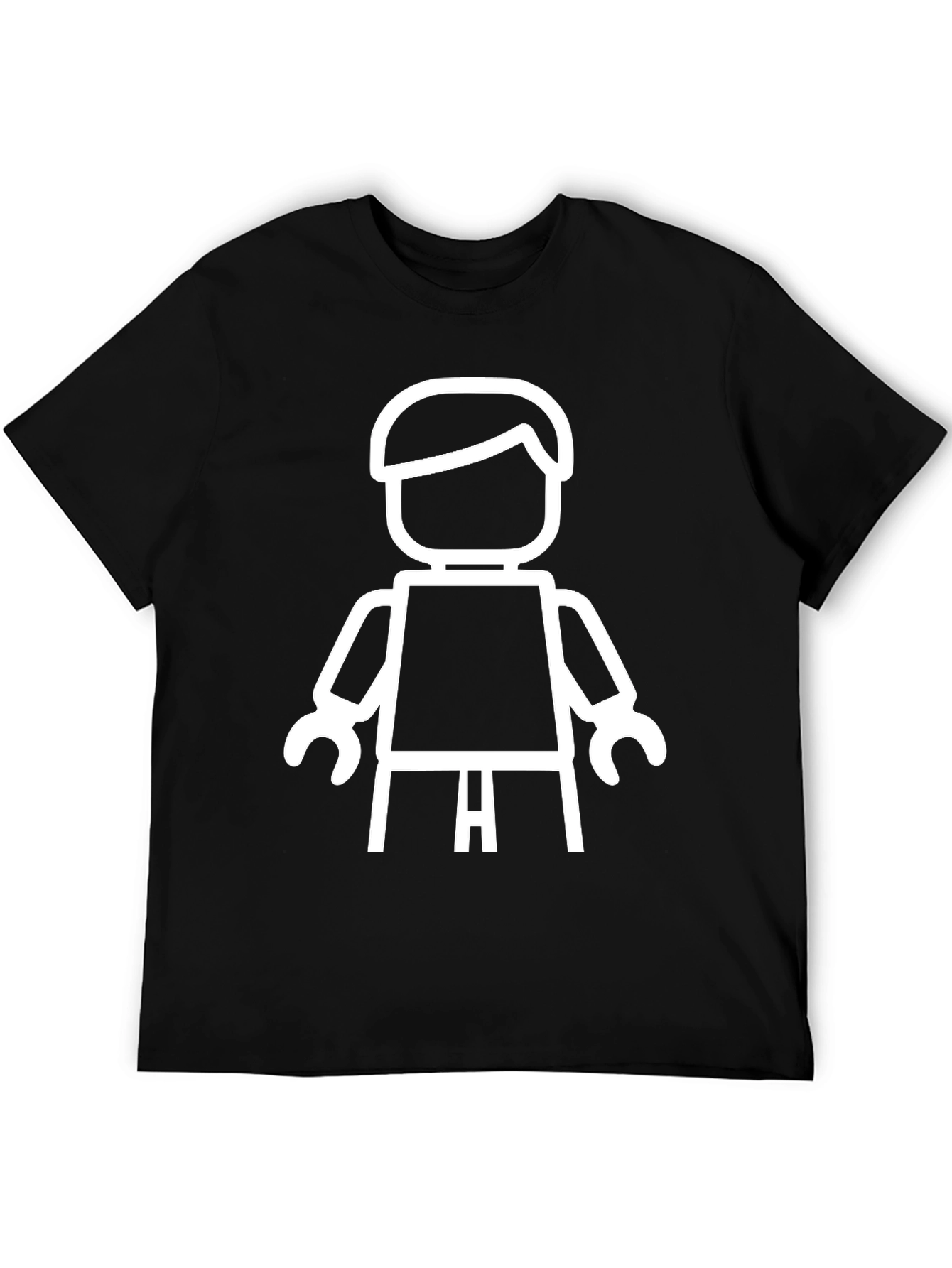 Black T-Shirt with White Lego Man Graphic