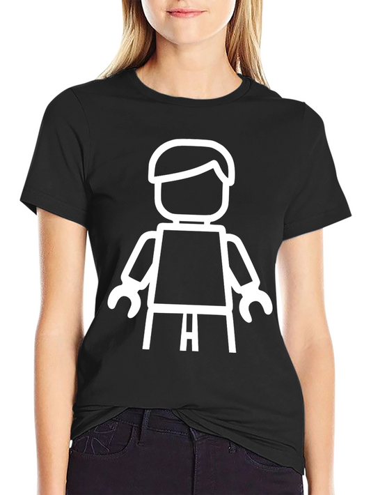 Black T-Shirt with White Lego Man Graphic