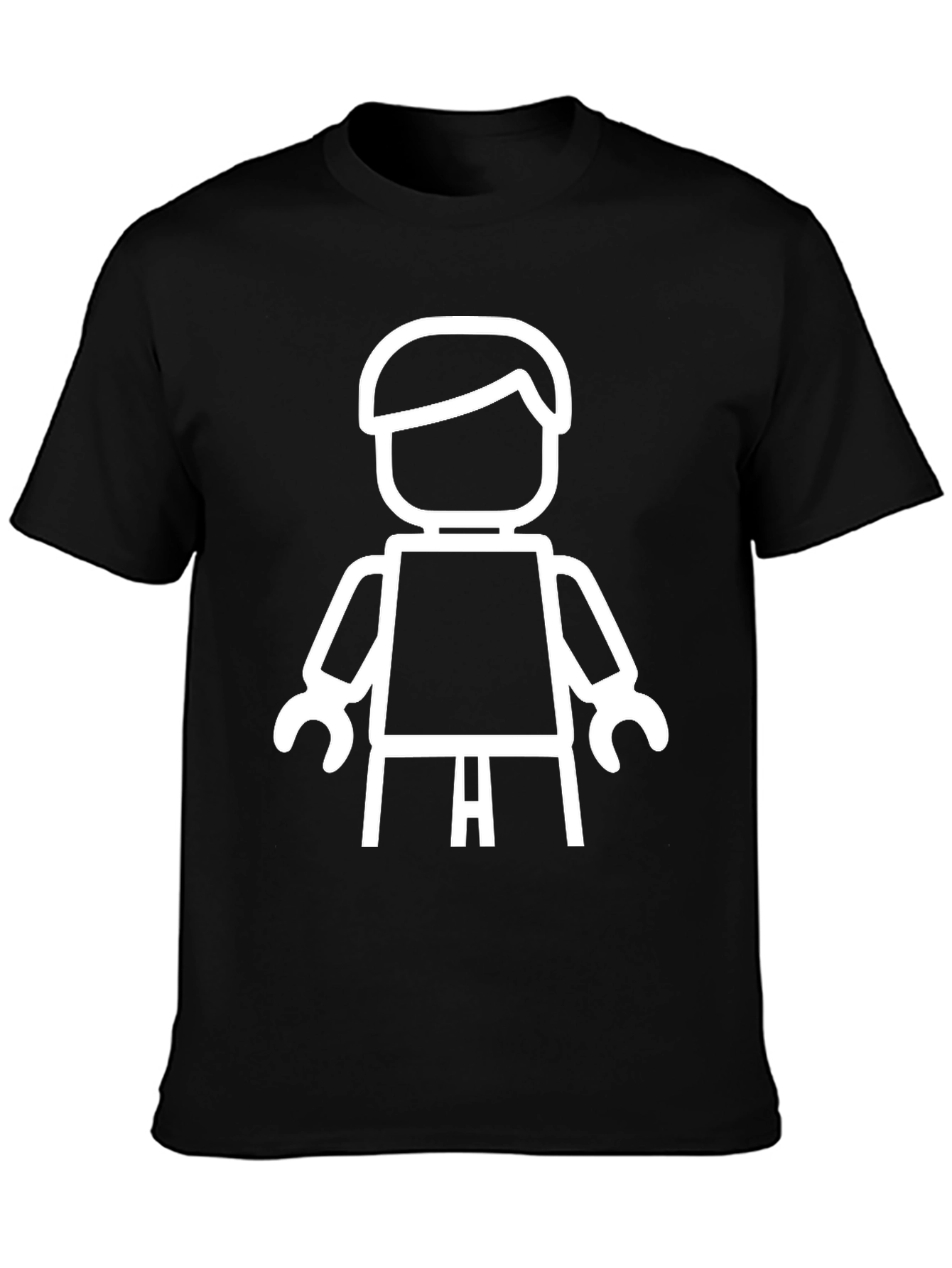 Black T-Shirt with White Lego Man Graphic