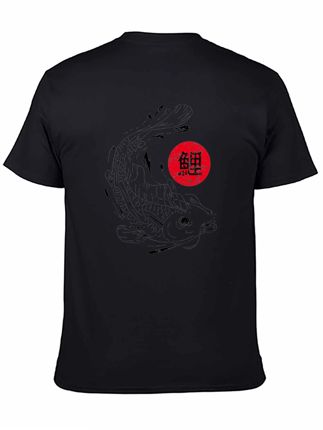 Koi Fish Graphic Black T-Shirt - Japanese Style