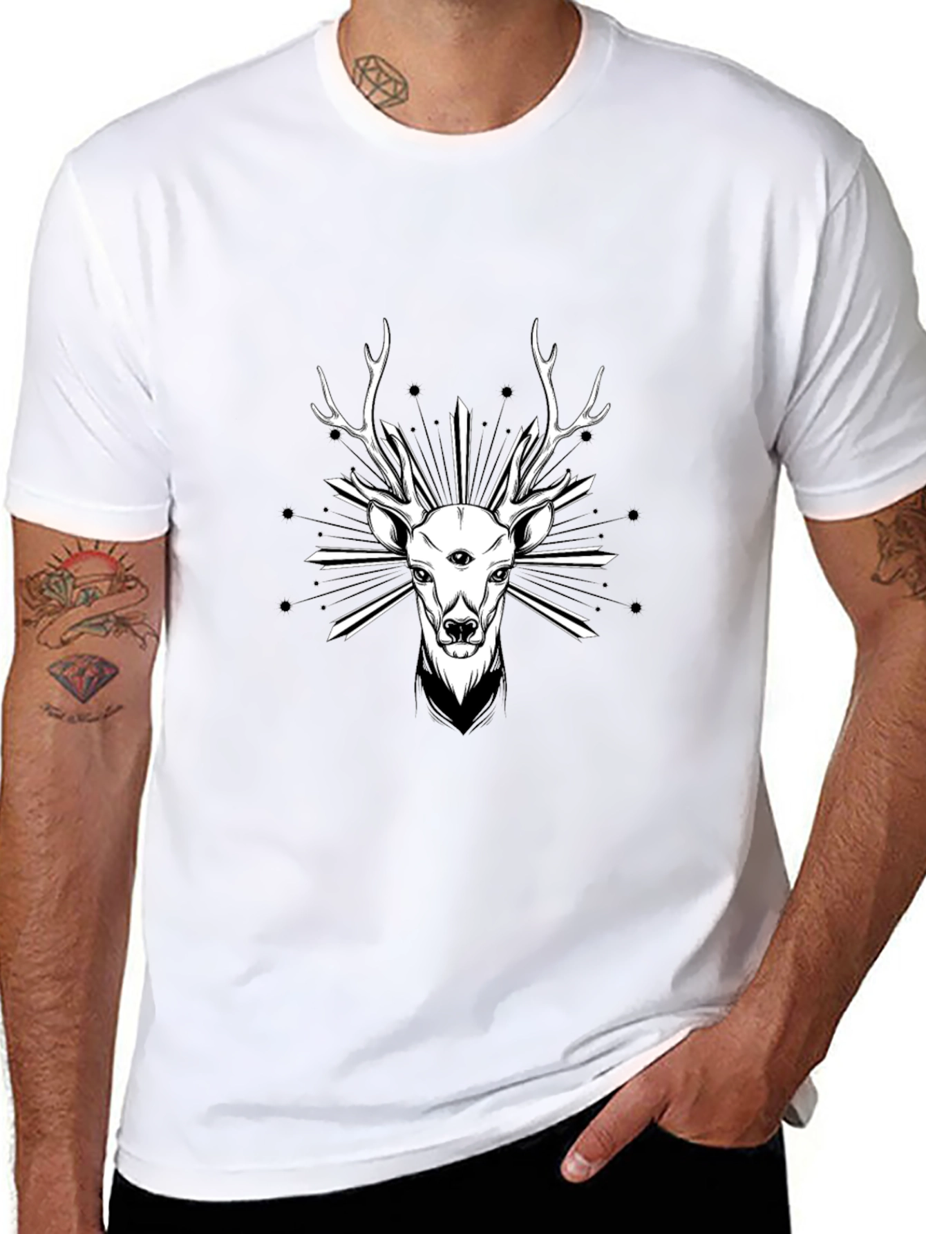 Mystic Deer Graphic Tee - Mens Black T-Shirt