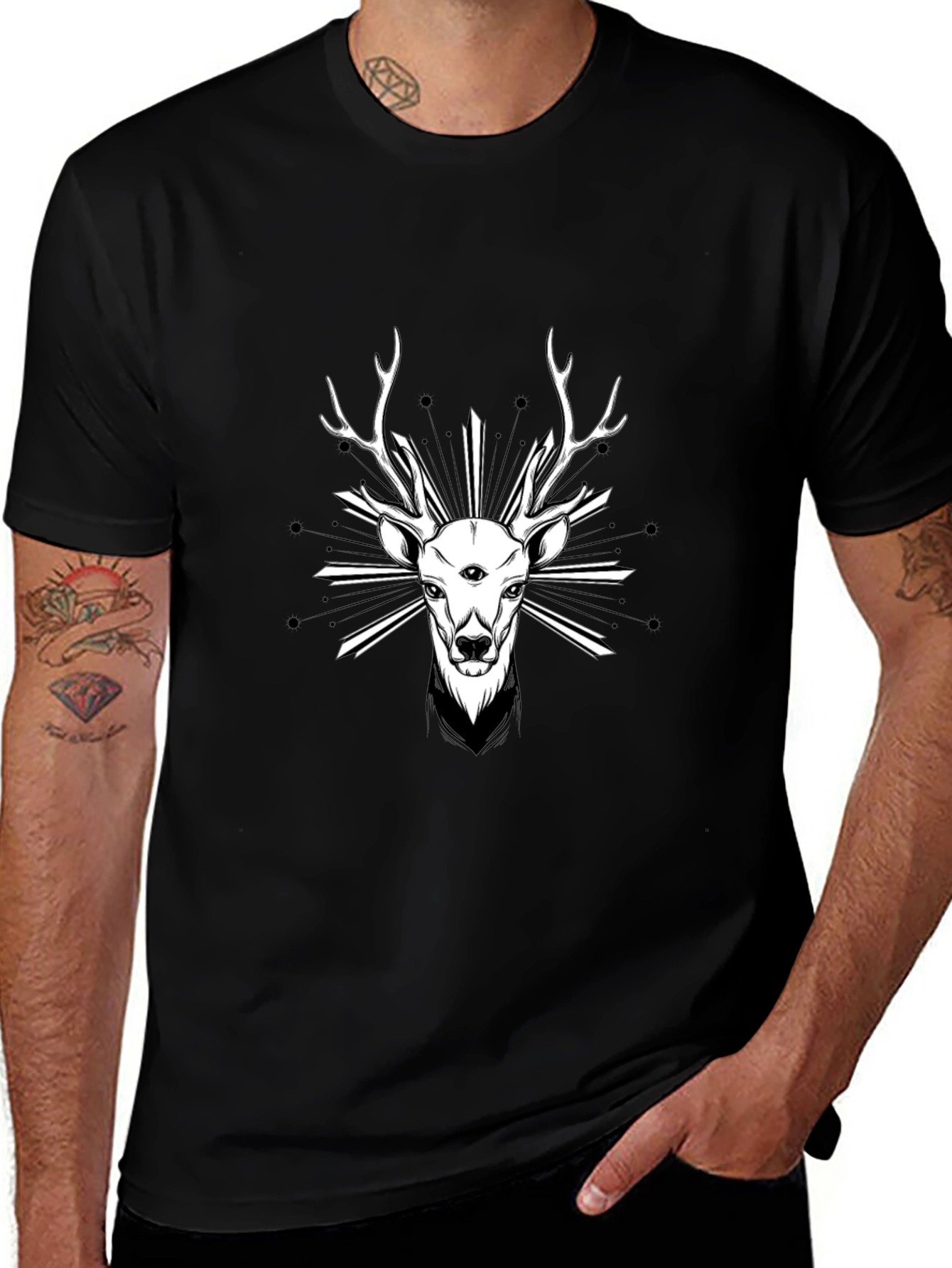 Mystic Deer Graphic Tee - Mens Black T-Shirt