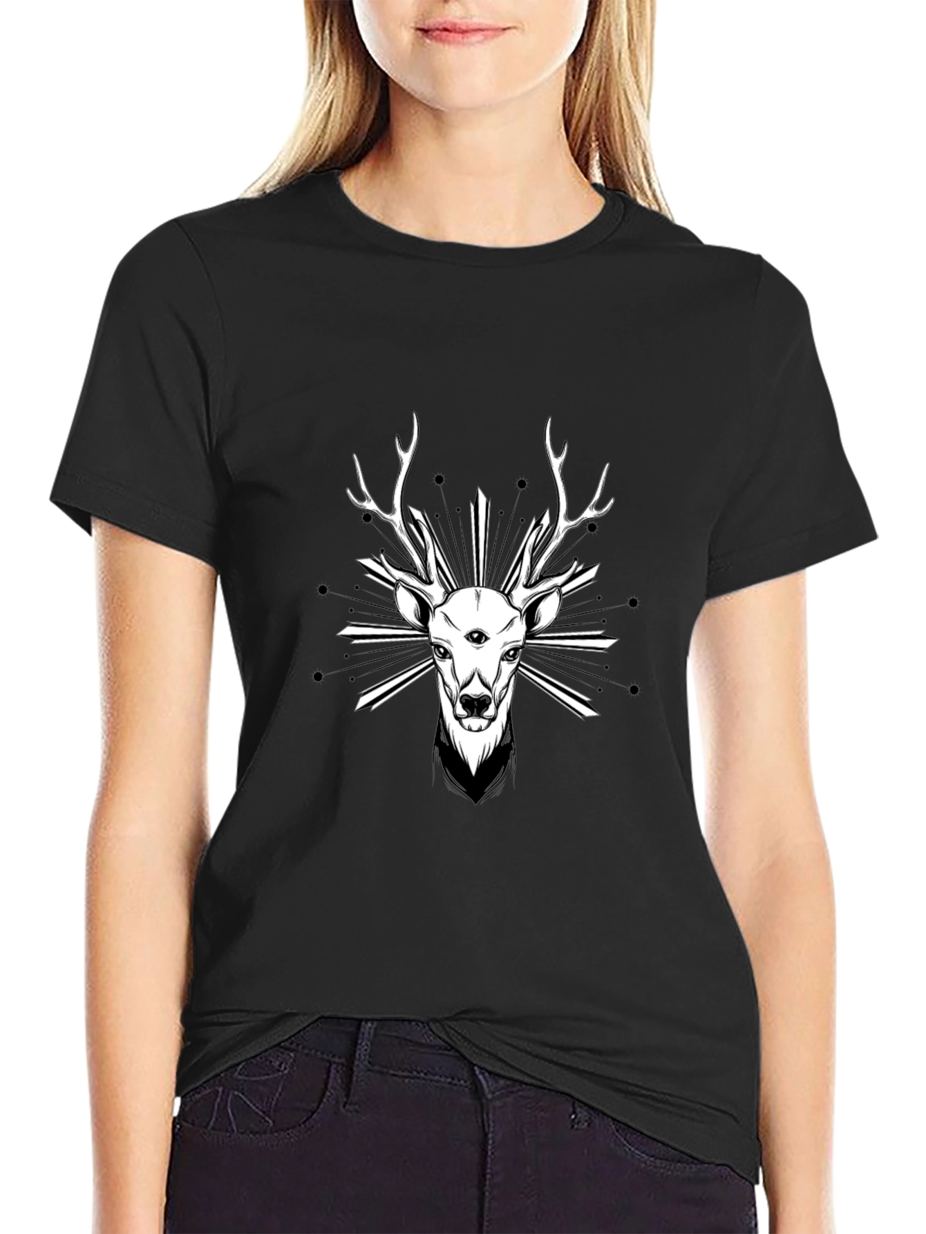 Mystic Deer Graphic Tee - Mens Black T-Shirt