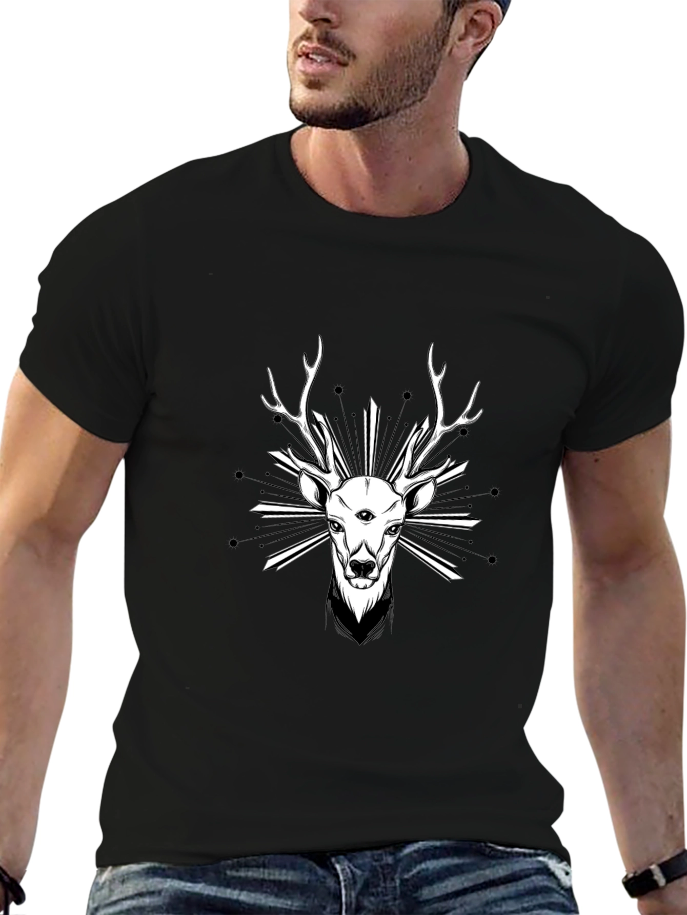 Mystic Deer Graphic Tee - Mens Black T-Shirt