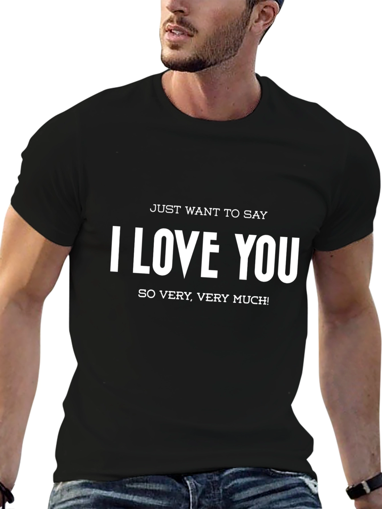 I Love You Graphic T-Shirt - Mens Black Tee