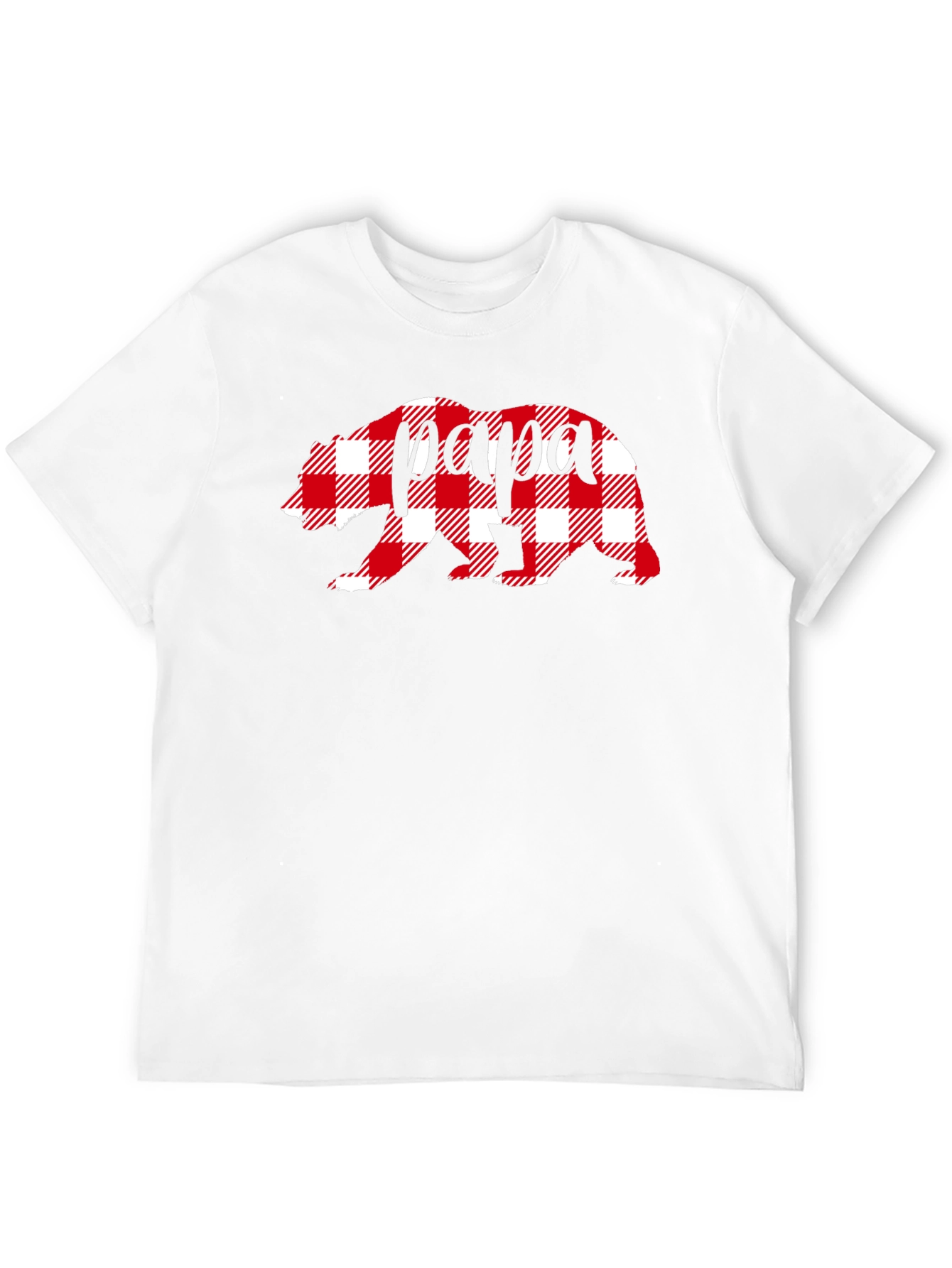 Papa Bear Plaid Graphic Tee - Mens Black T-Shirt
