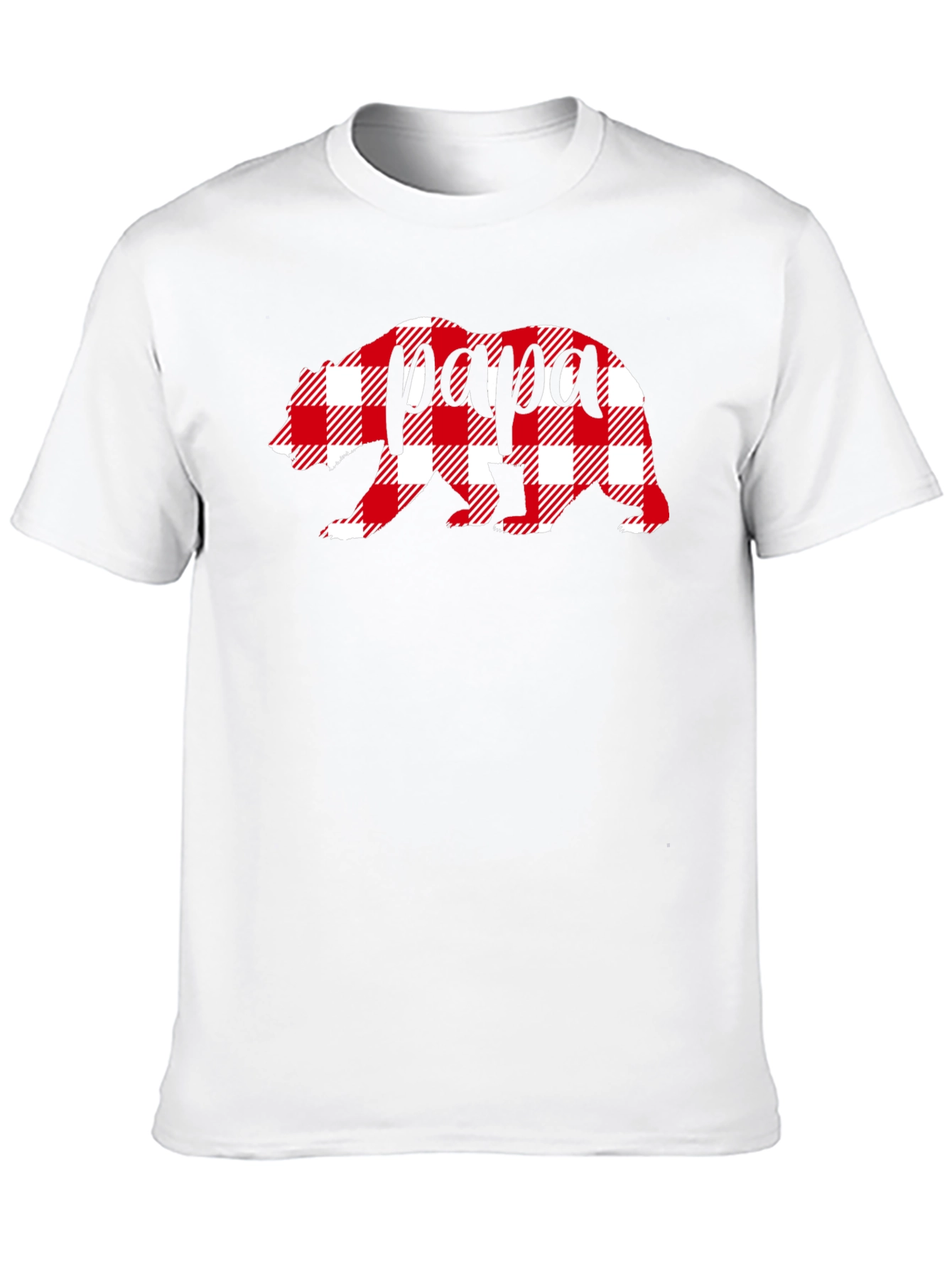 Papa Bear Plaid Graphic Tee - Mens Black T-Shirt