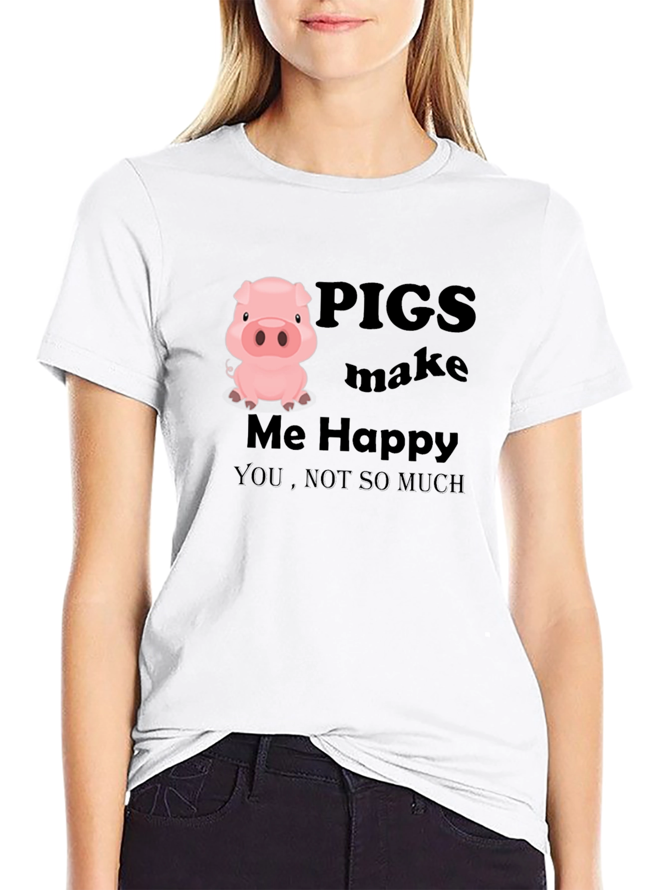 Pigs Make Me Happy T-Shirt - Novelty Graphic Tee