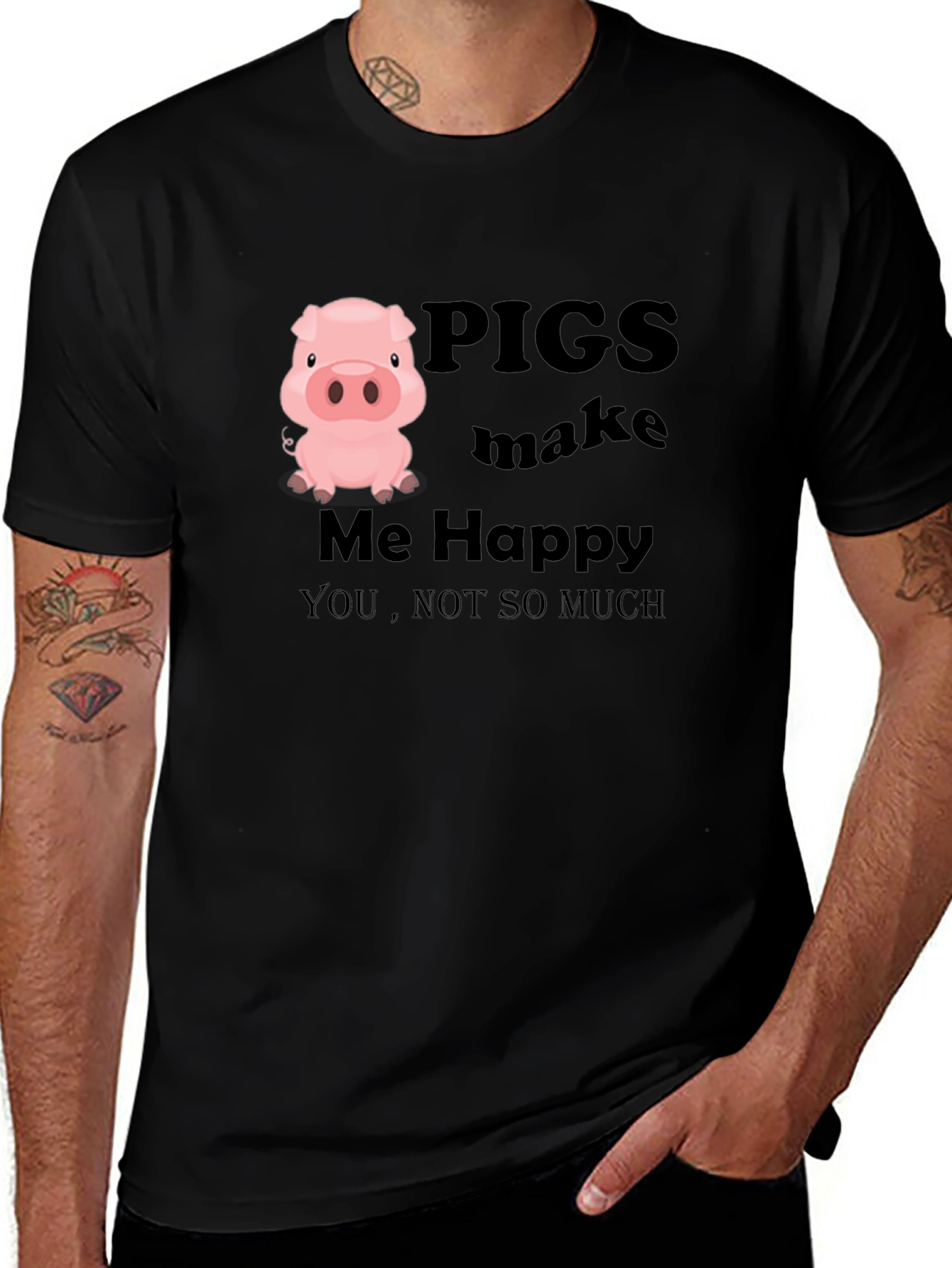 Pigs Make Me Happy T-Shirt - Novelty Graphic Tee