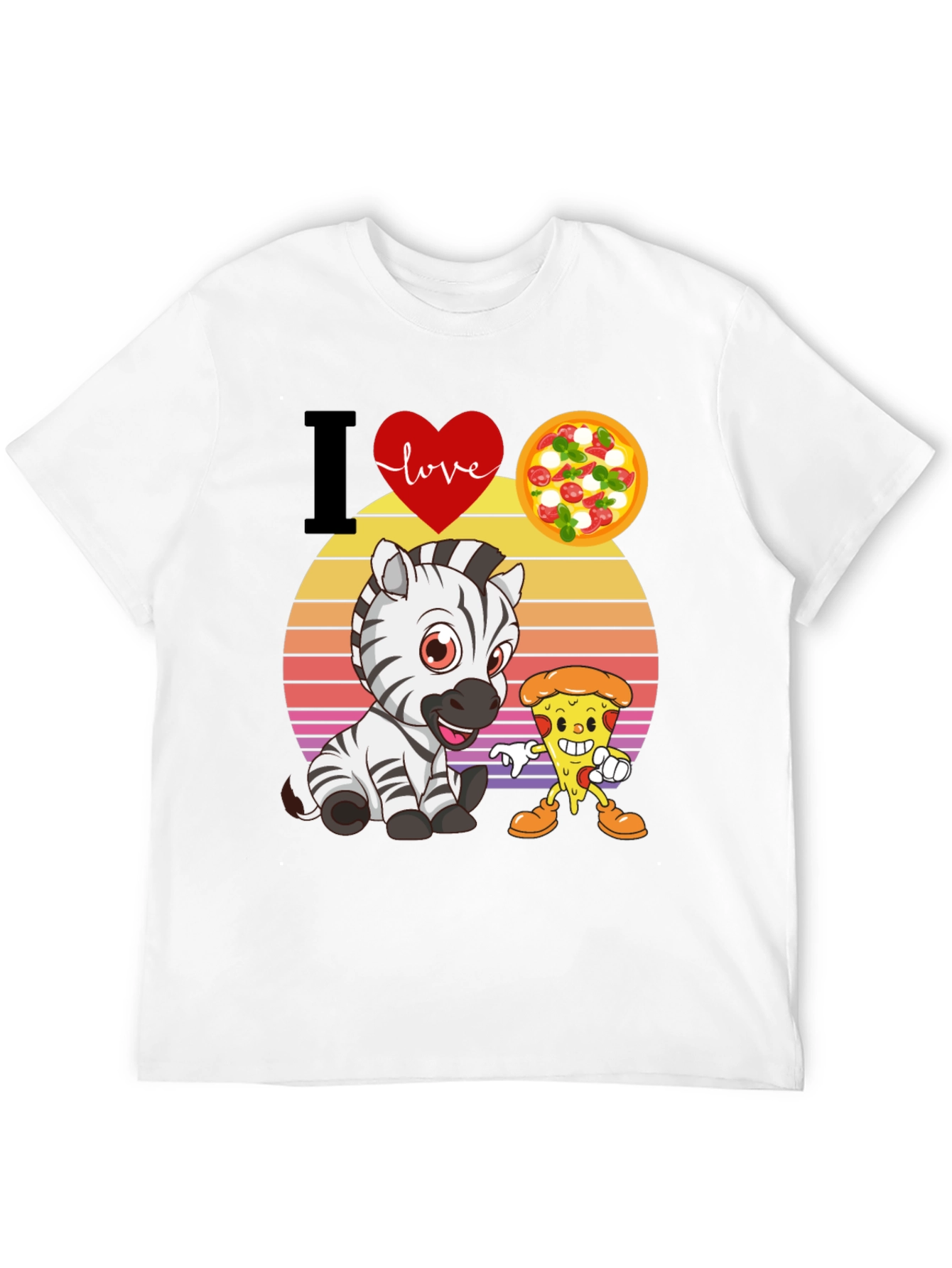 I Heart Love Zebra and Pizza T-Shirt