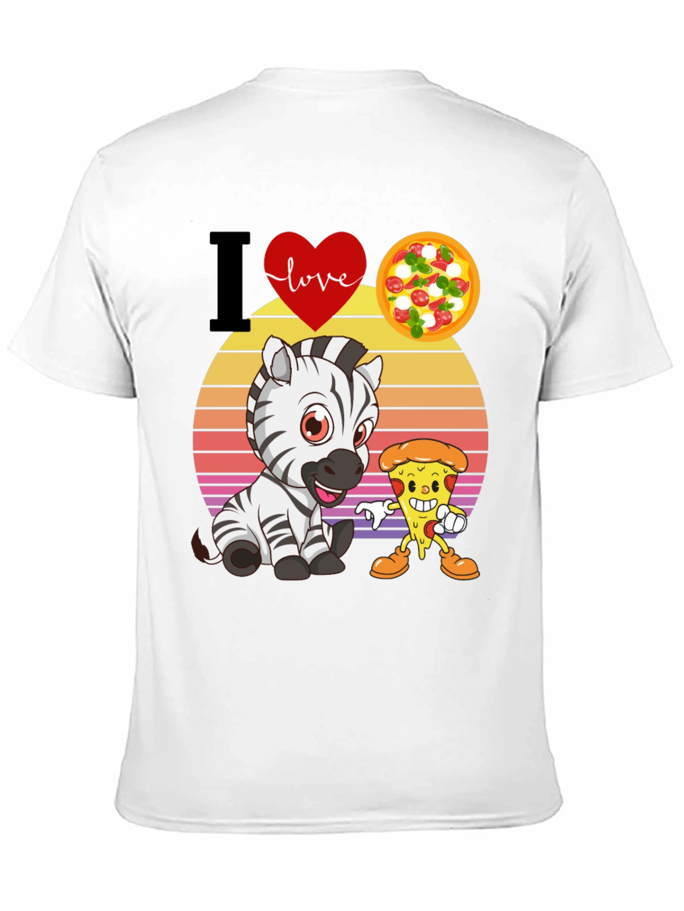 I Heart Love Zebra and Pizza T-Shirt