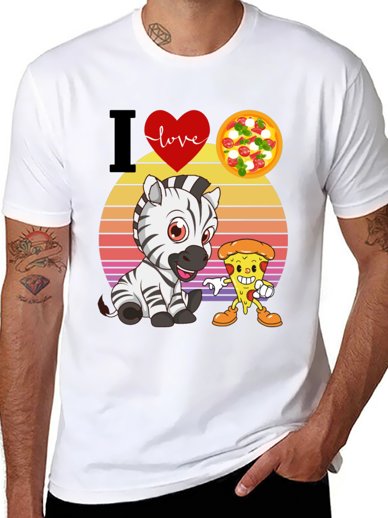 I Heart Love Zebra and Pizza T-Shirt