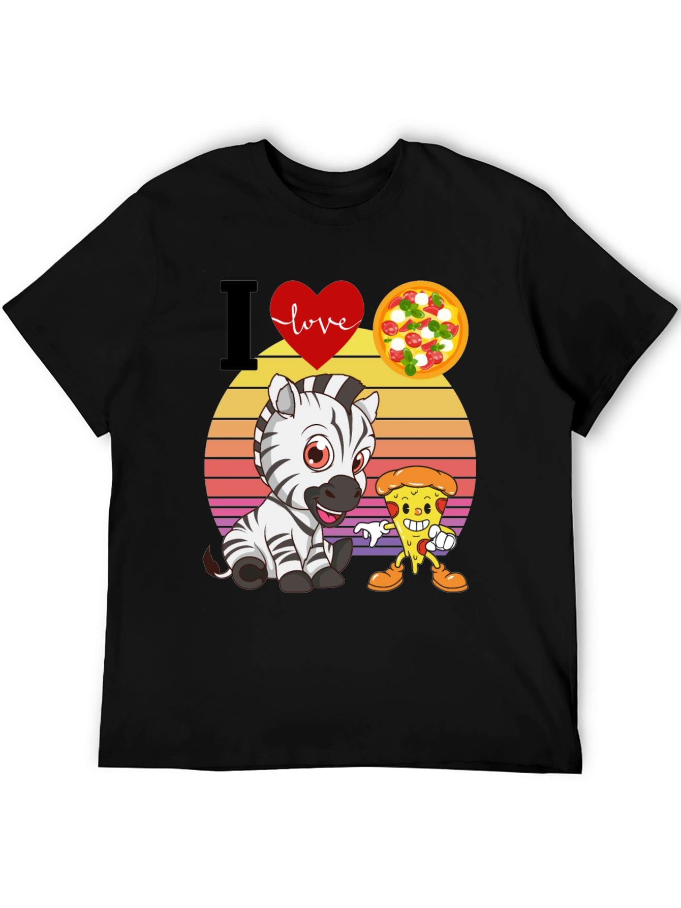I Heart Love Zebra and Pizza T-Shirt