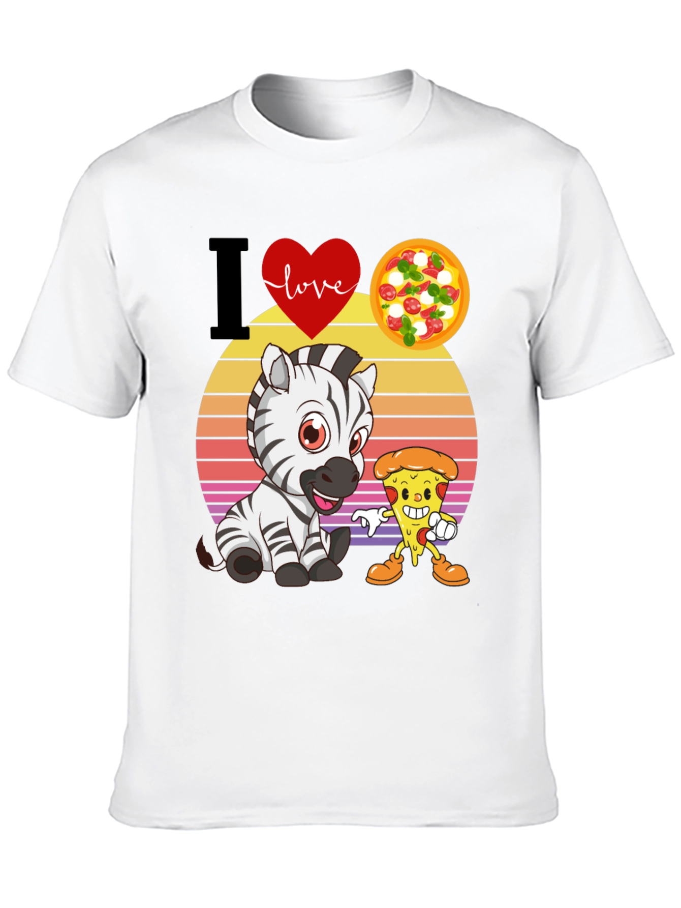 I Heart Love Zebra and Pizza T-Shirt
