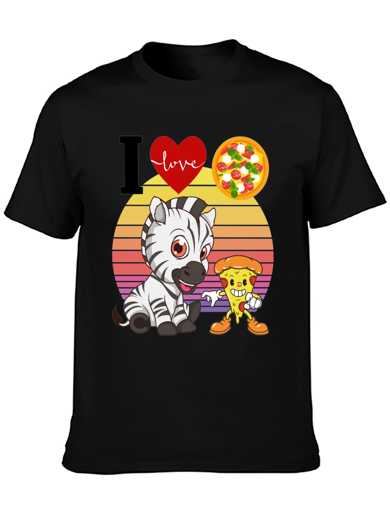 I Heart Love Zebra and Pizza T-Shirt