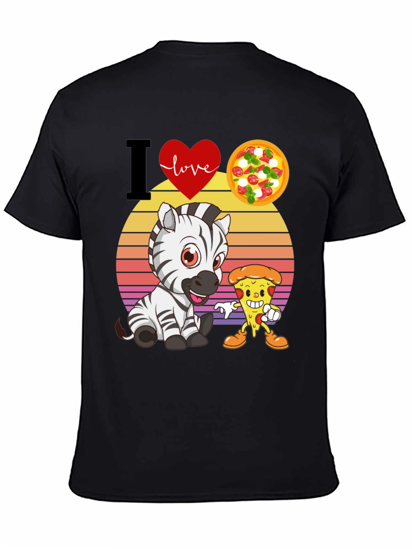 I Heart Love Zebra and Pizza T-Shirt