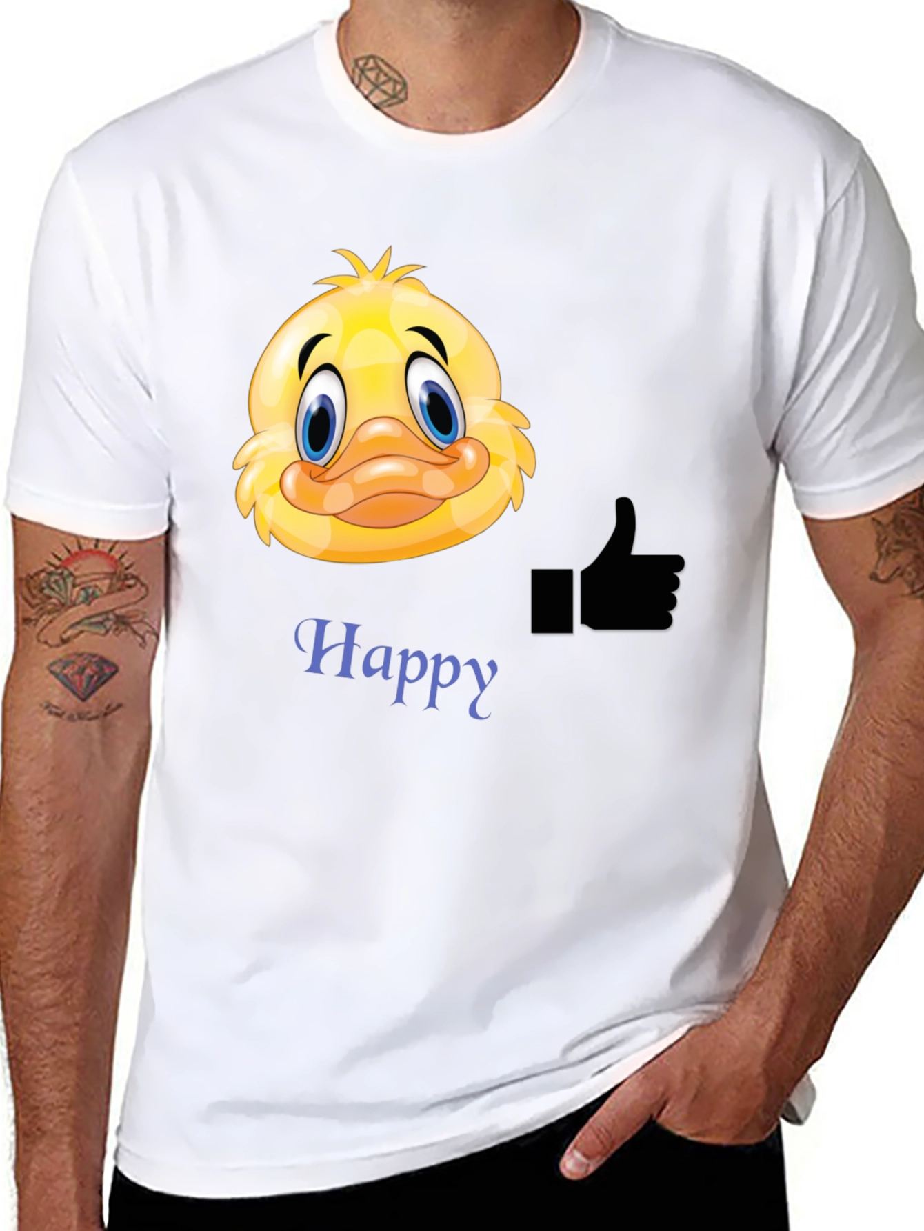 Happy Duck Graphic Tee - Mens Black T-Shirt