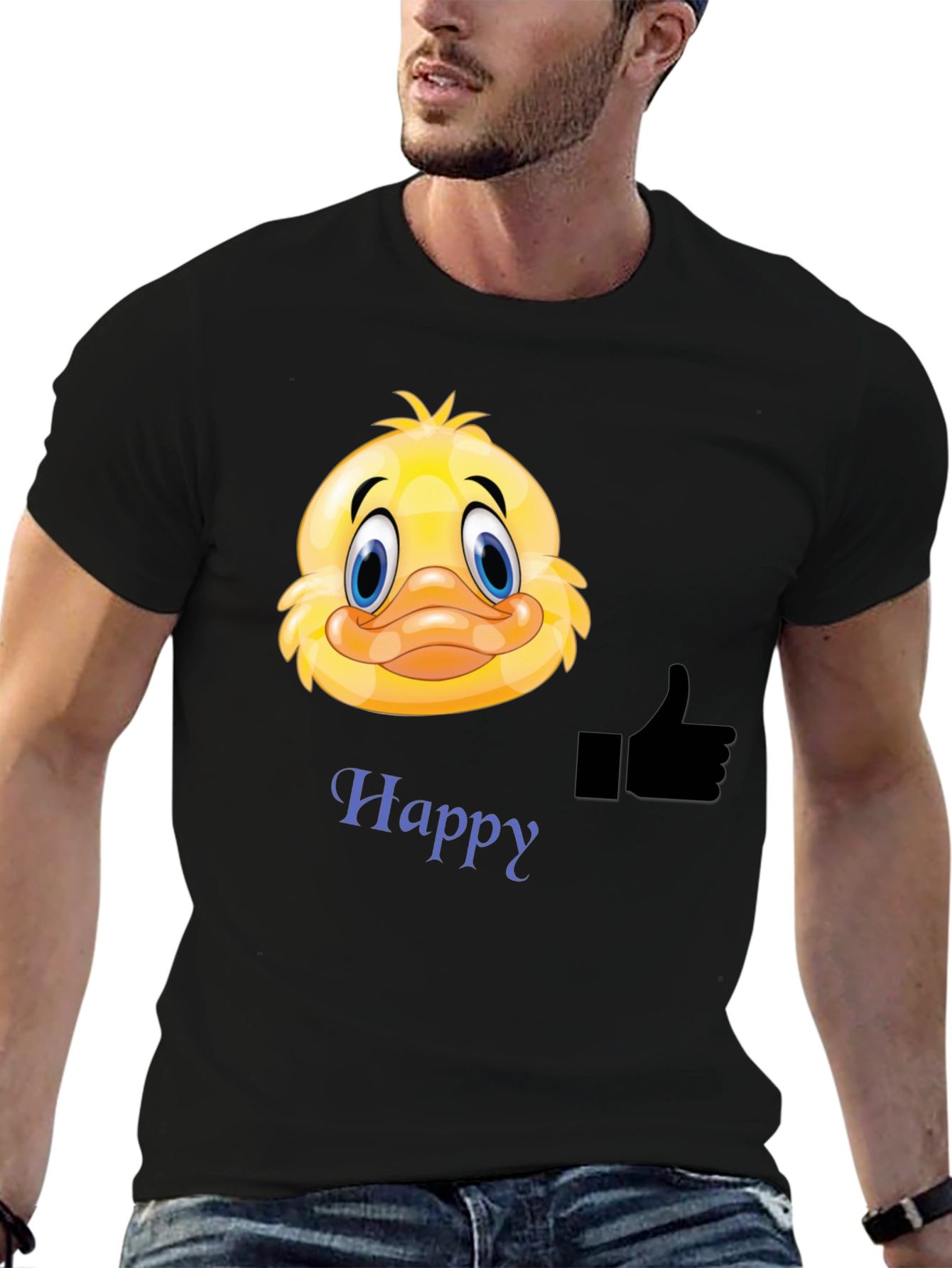 Happy Duck Graphic Tee - Mens Black T-Shirt