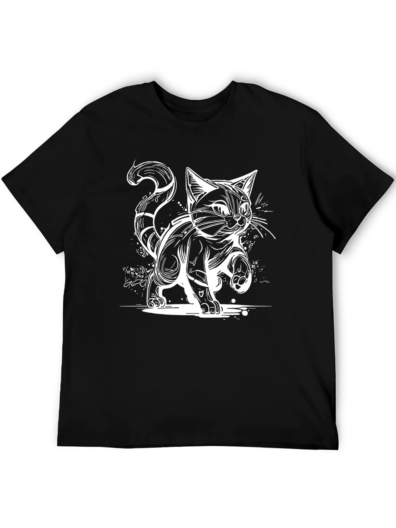 Black Cat Graphic Tee - Unique Cartoon Design