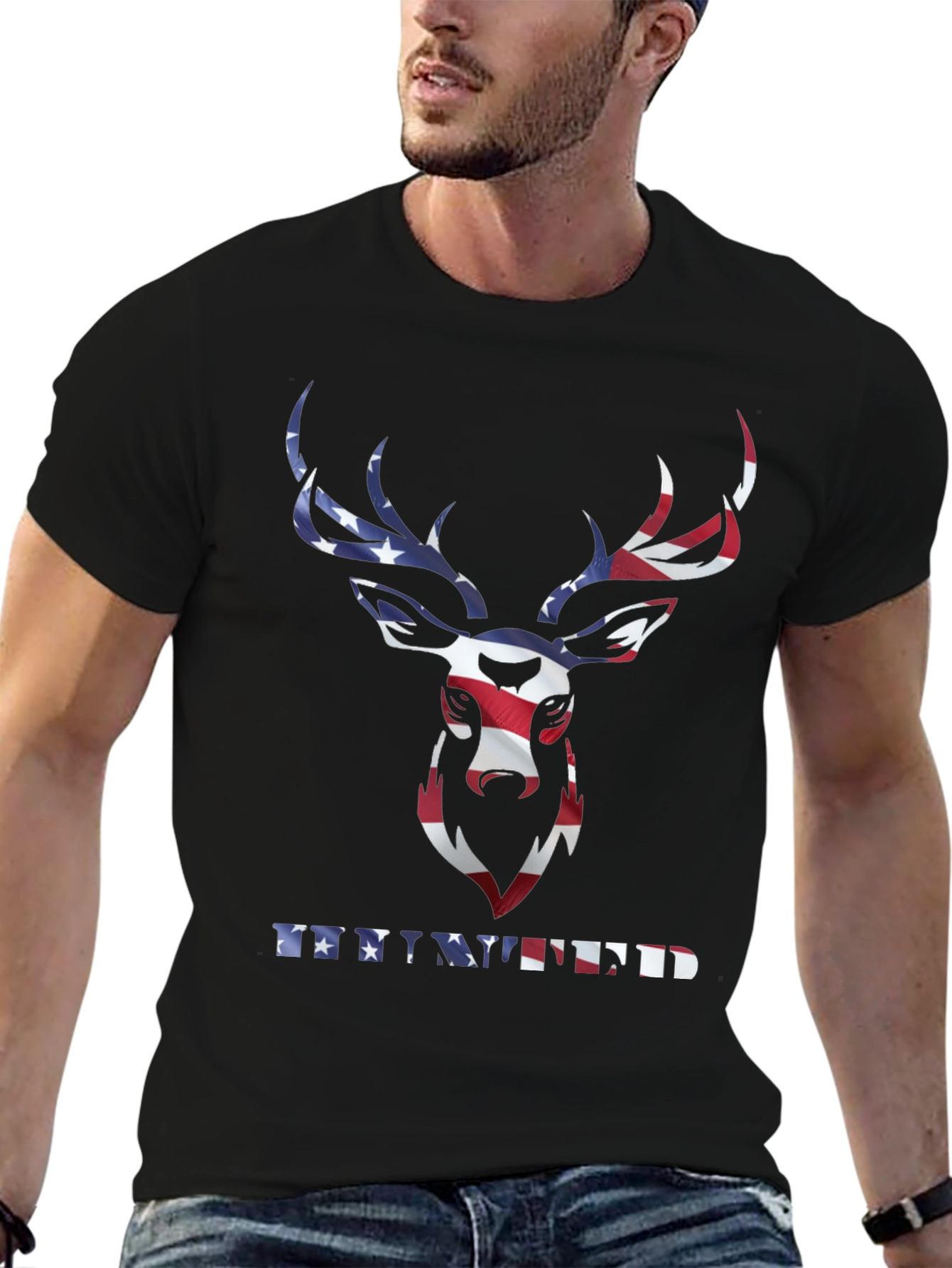 Patriotic Deer T-Shirt - American Flag Graphic Tee