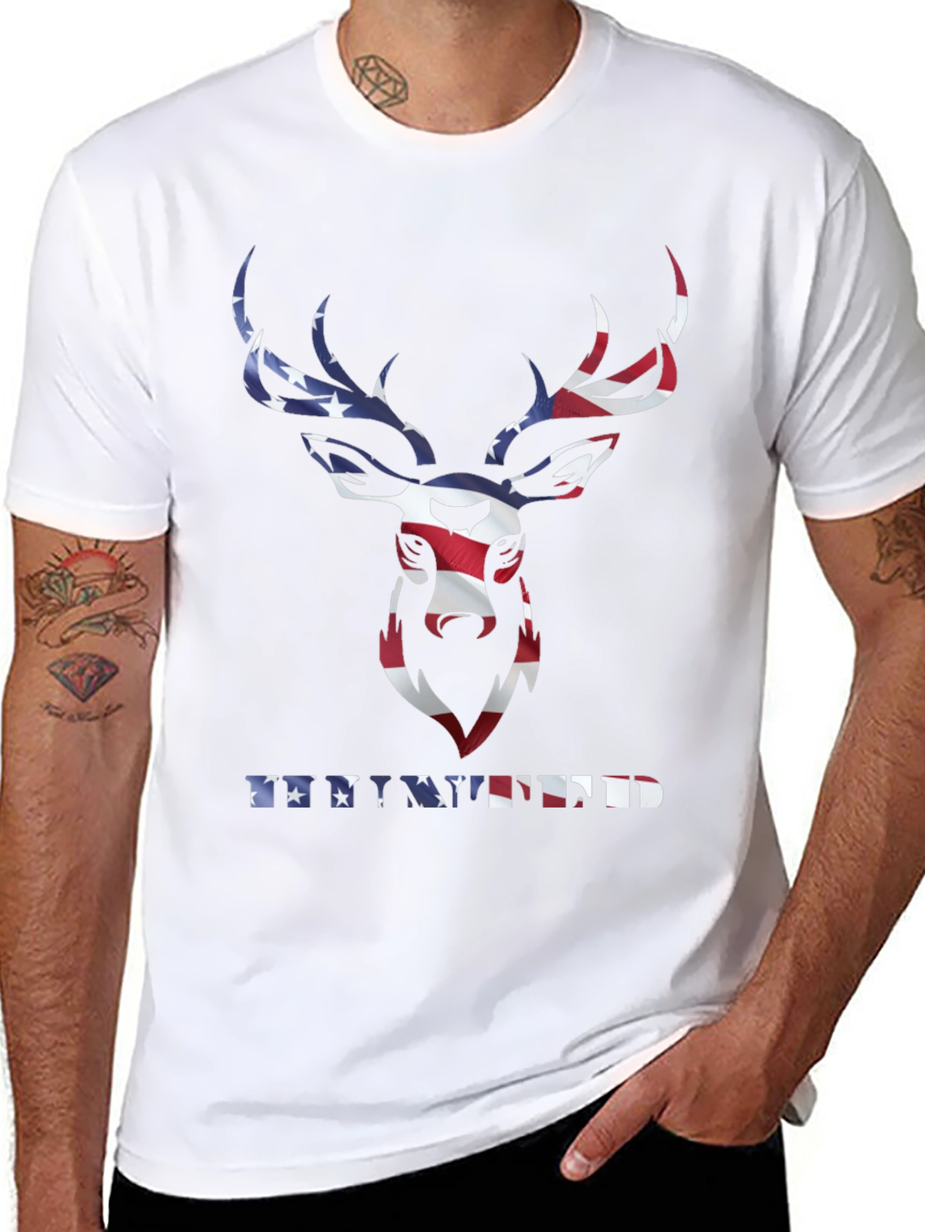 Patriotic Deer T-Shirt - American Flag Graphic Tee