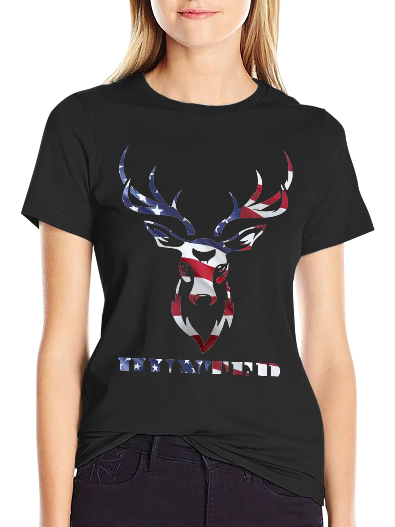 Patriotic Deer T-Shirt - American Flag Graphic Tee