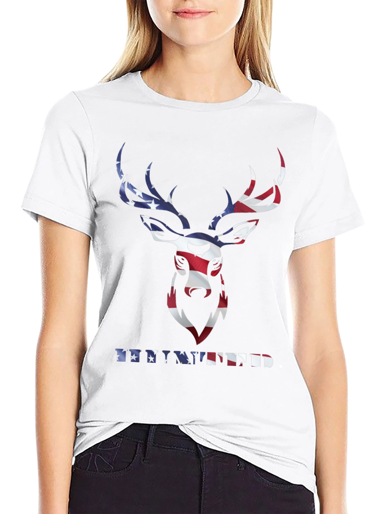 Patriotic Deer T-Shirt - American Flag Graphic Tee