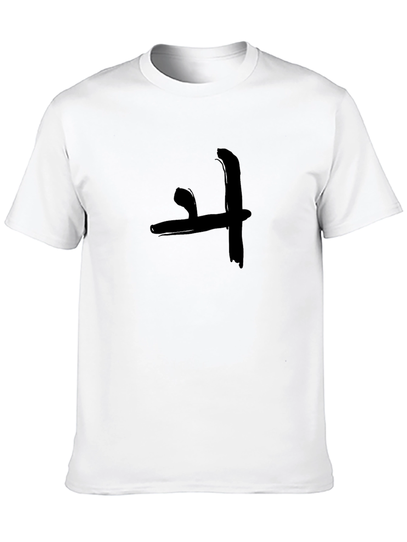 Black T-Shirt with Brushstroke Graphic