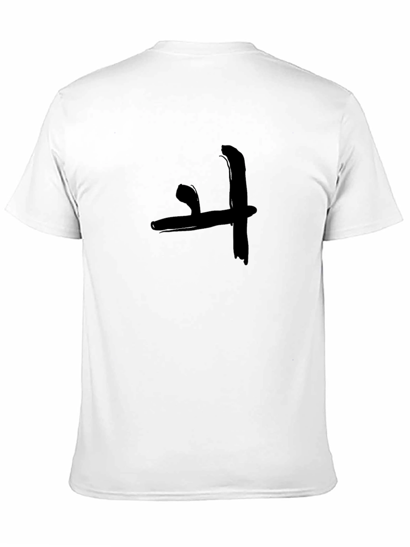 Black T-Shirt with Brushstroke Graphic