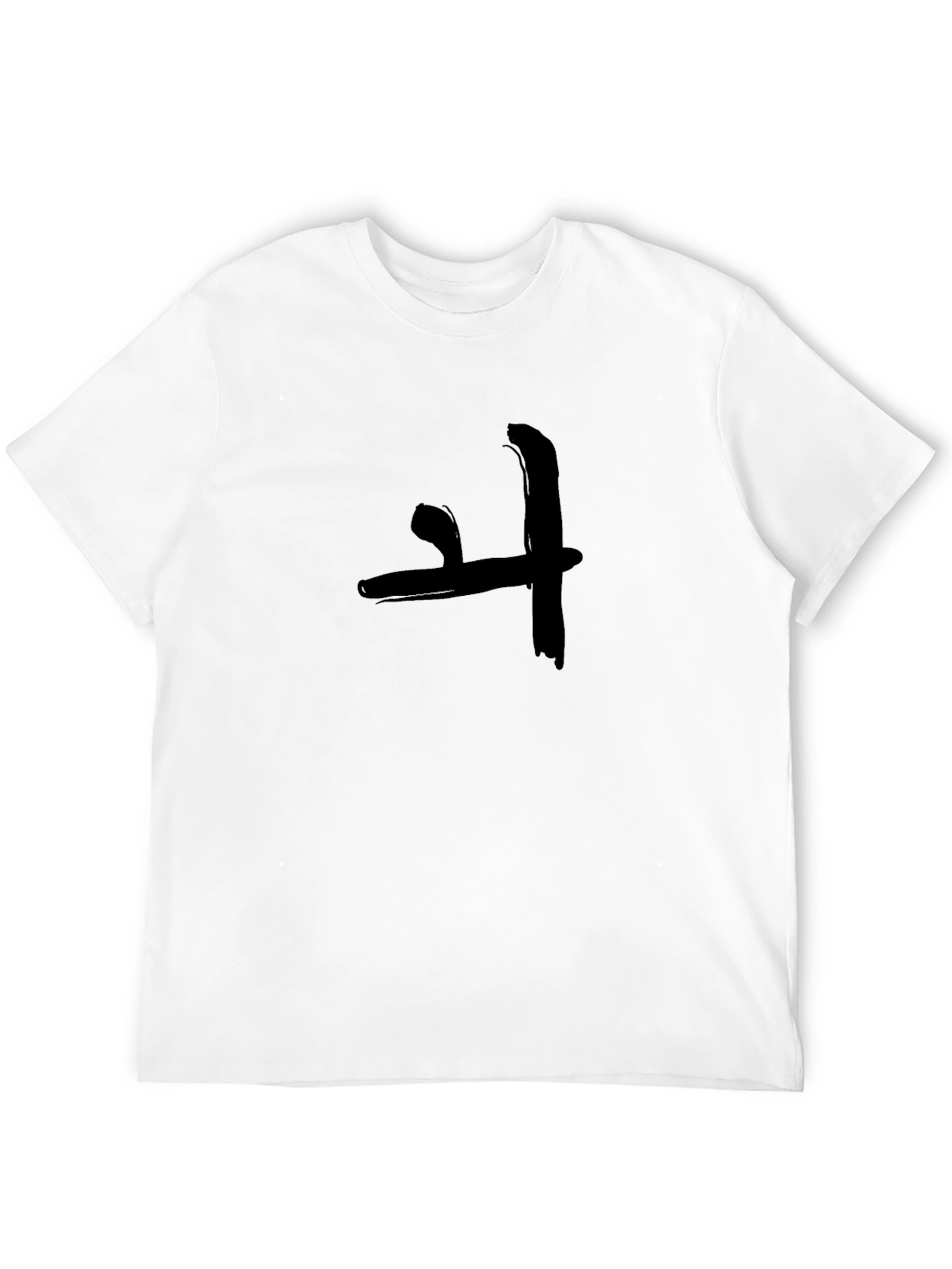 Black T-Shirt with Brushstroke Graphic