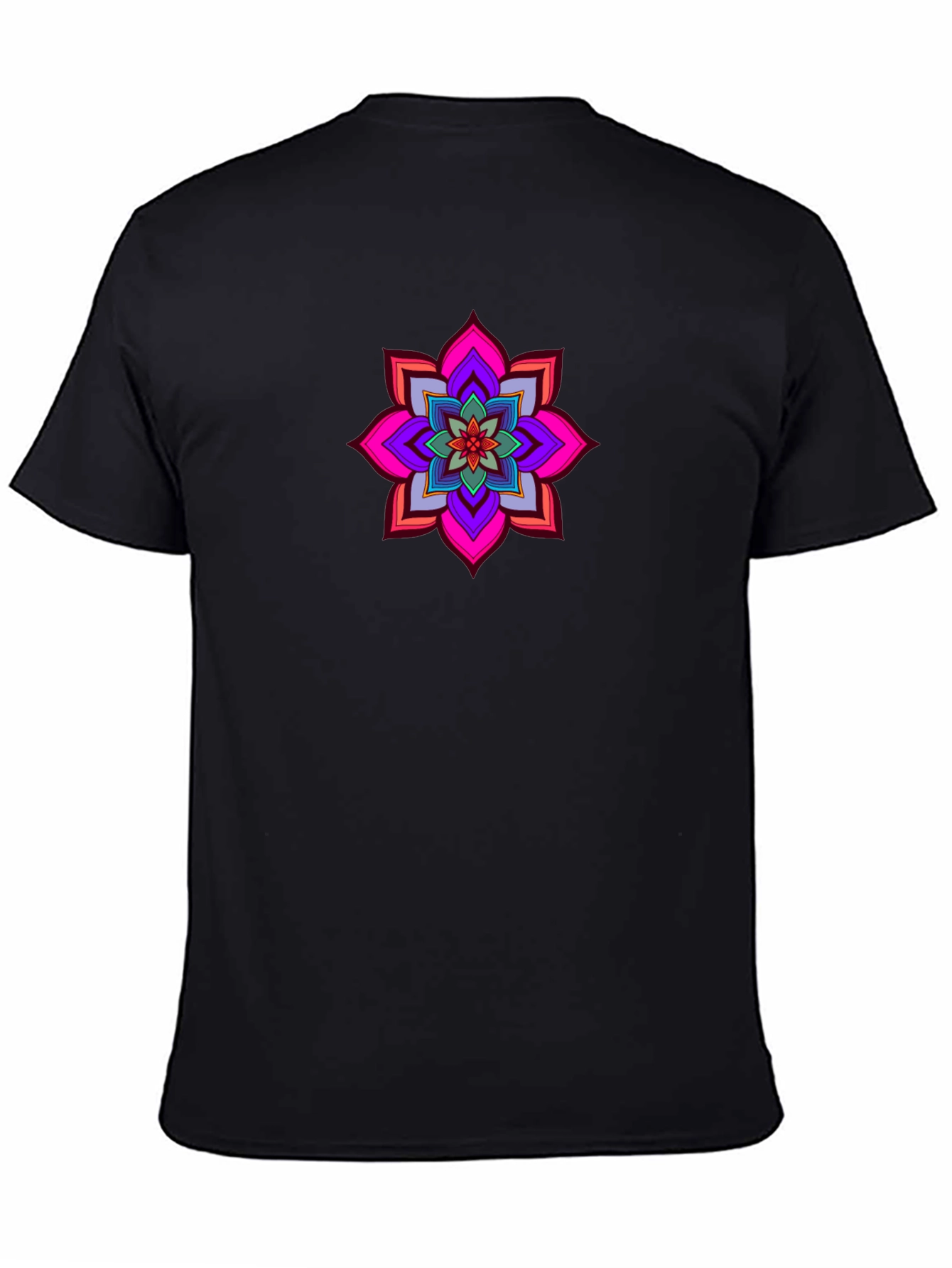 Vibrant Mandala Graphic Tee - Black Cotton Comfort