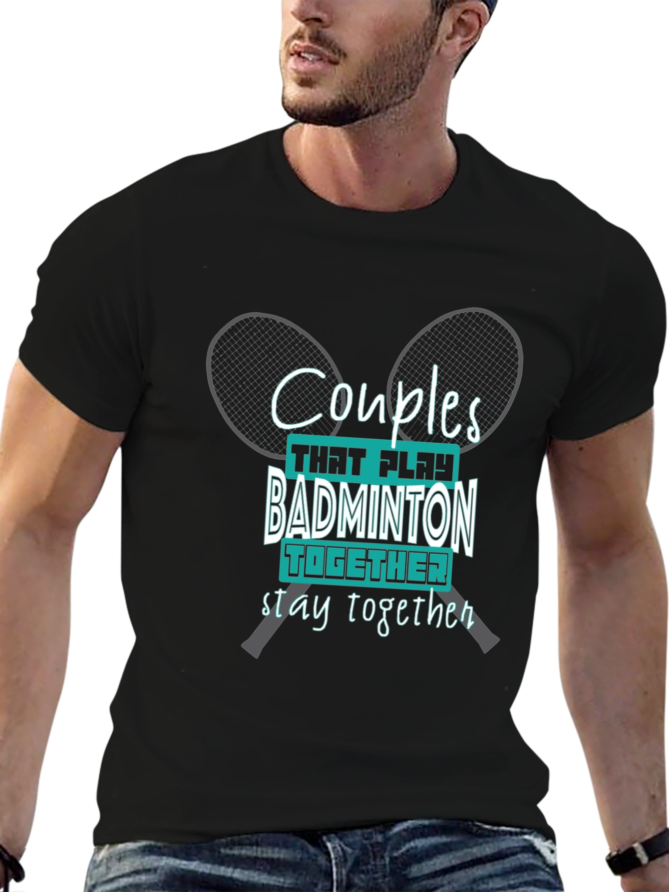 Couples Badminton T-Shirt: Play Together Stay Together