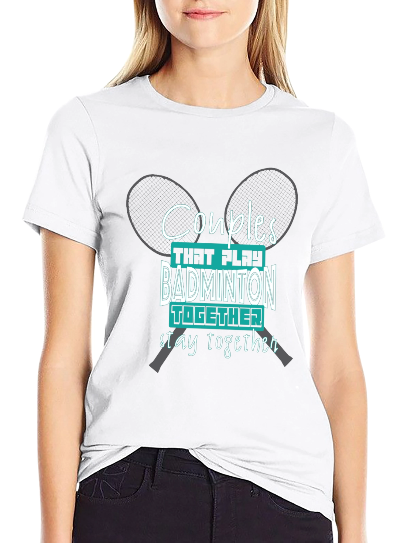 Couples Badminton T-Shirt: Play Together Stay Together