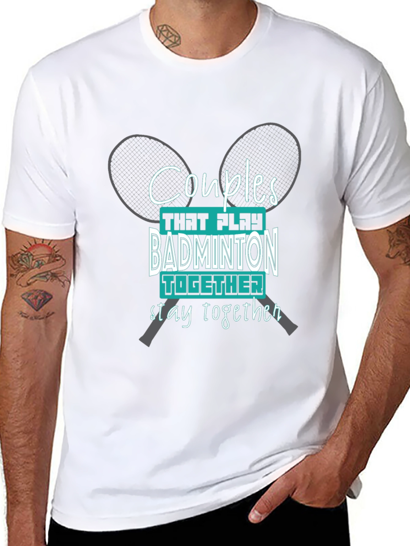 Couples Badminton T-Shirt: Play Together Stay Together