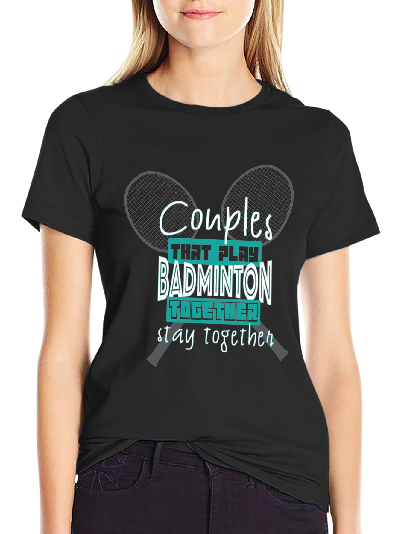 Couples Badminton T-Shirt: Play Together Stay Together