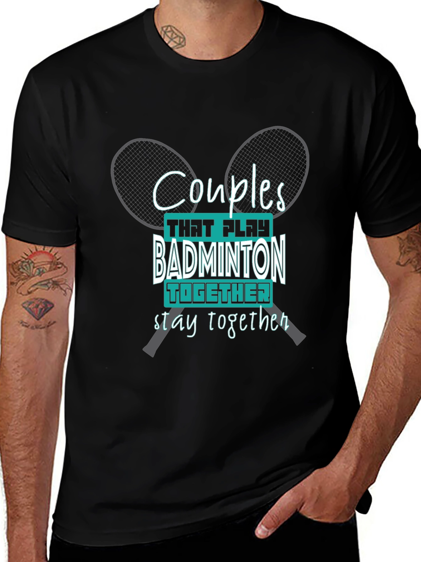 Couples Badminton T-Shirt: Play Together Stay Together