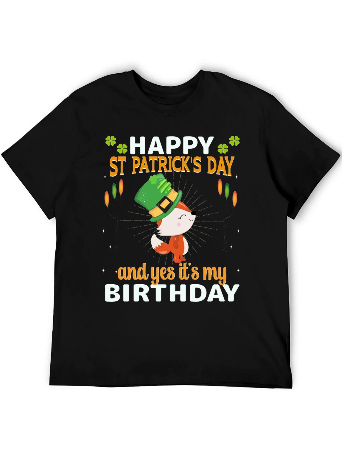 St. Patricks Day Birthday T-Shirt with Fox Graphic