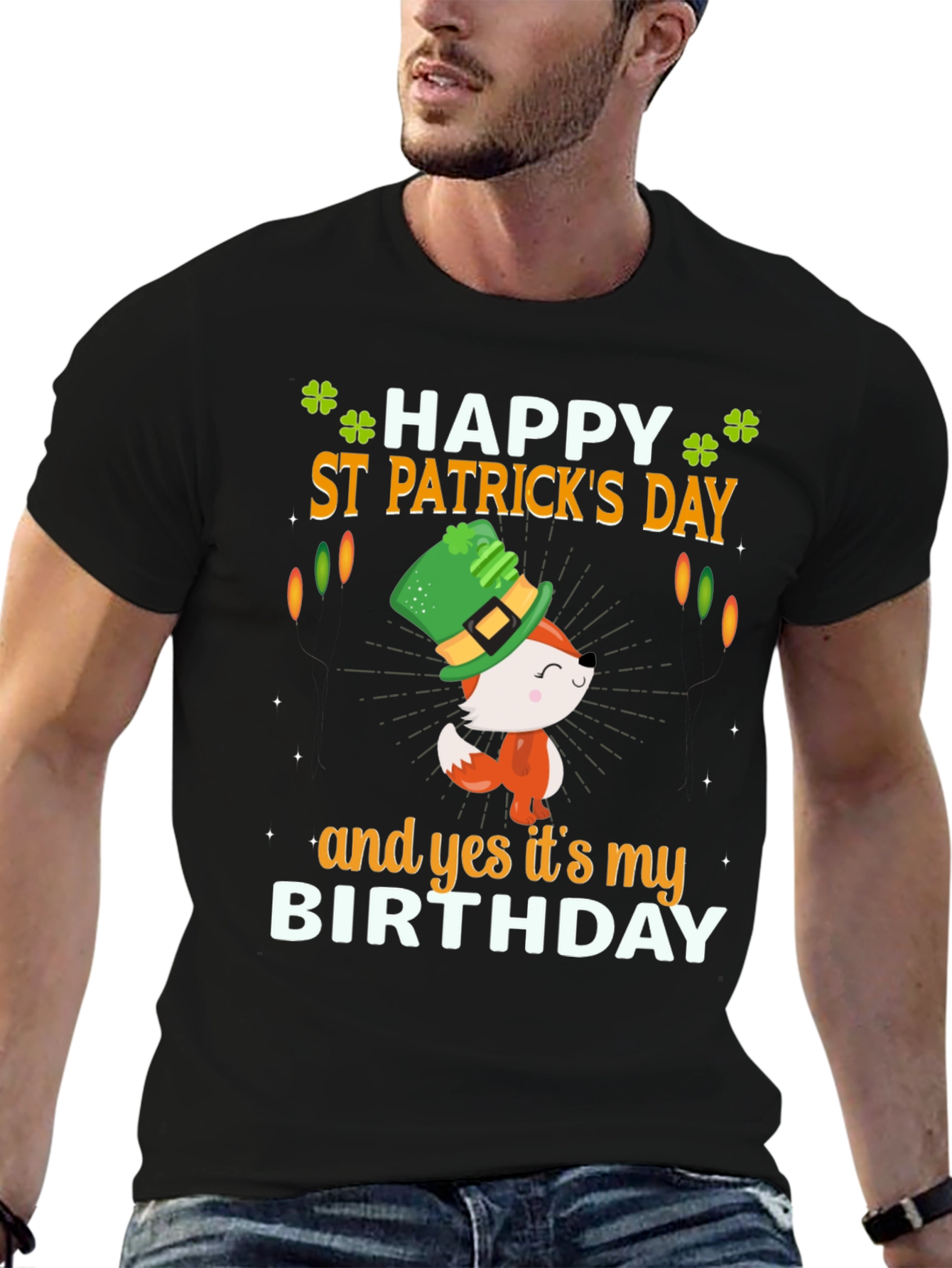 St. Patricks Day Birthday T-Shirt with Fox Graphic