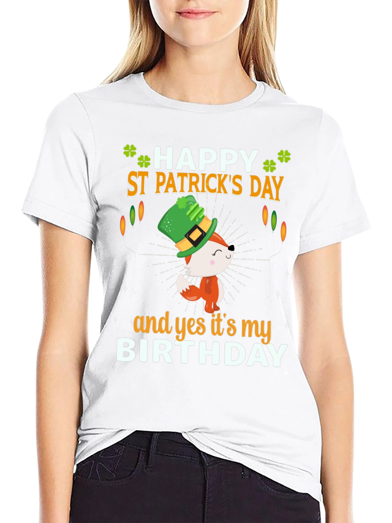 St. Patricks Day Birthday T-Shirt with Fox Graphic