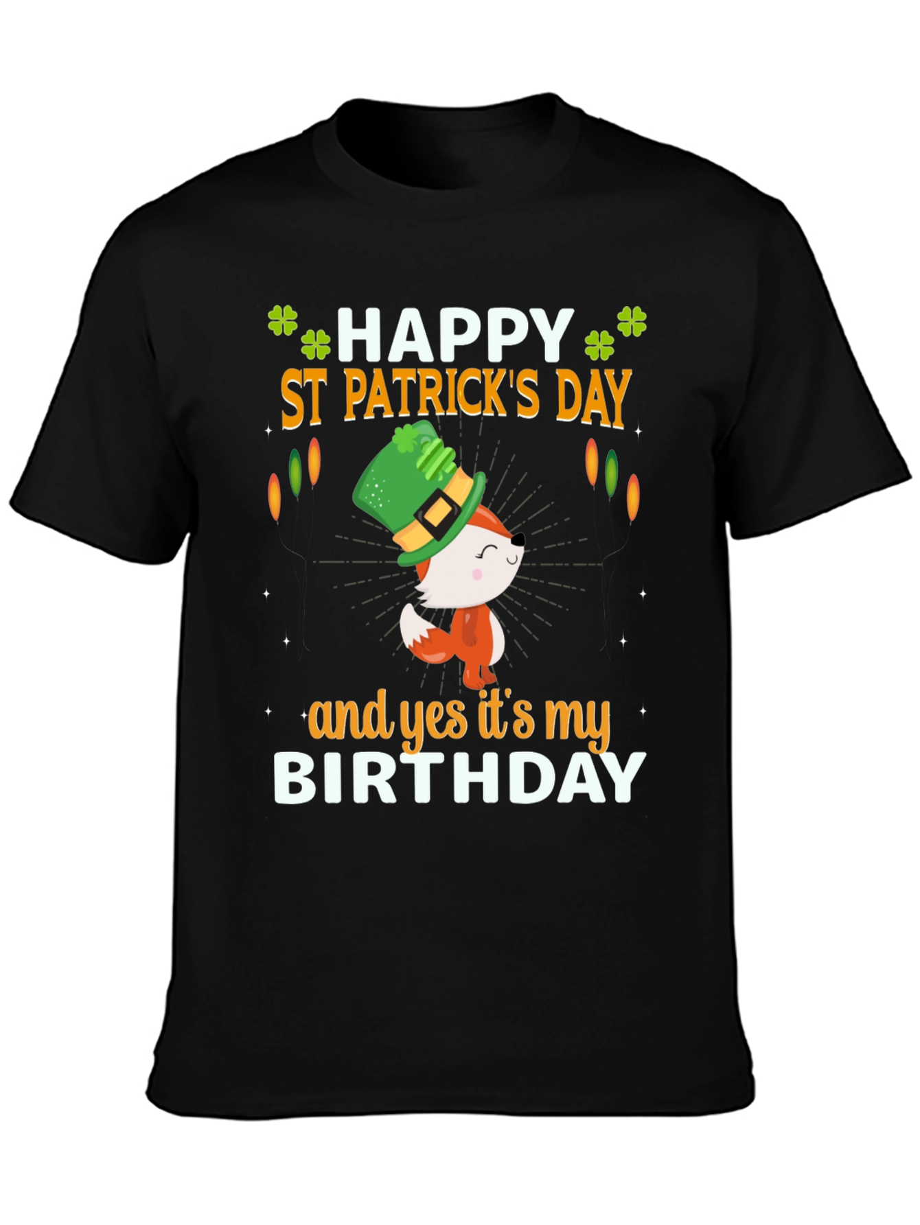 St. Patricks Day Birthday T-Shirt with Fox Graphic