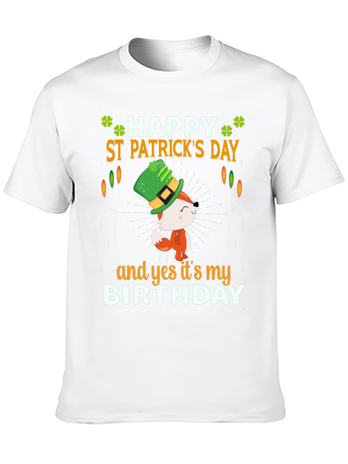 St. Patricks Day Birthday T-Shirt with Fox Graphic