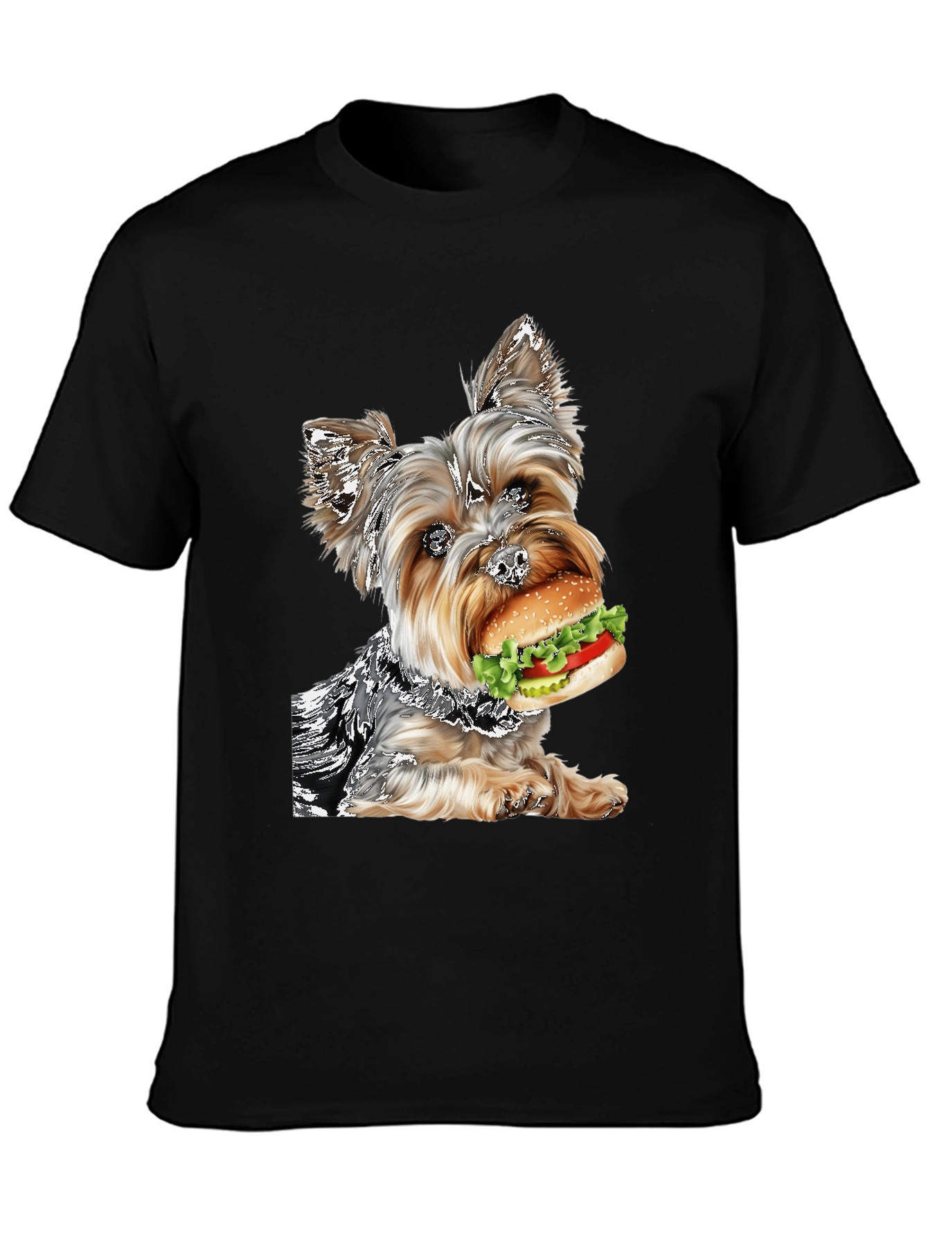 Yorkie Dog Burger T-Shirt Funny Pet Lover Tee